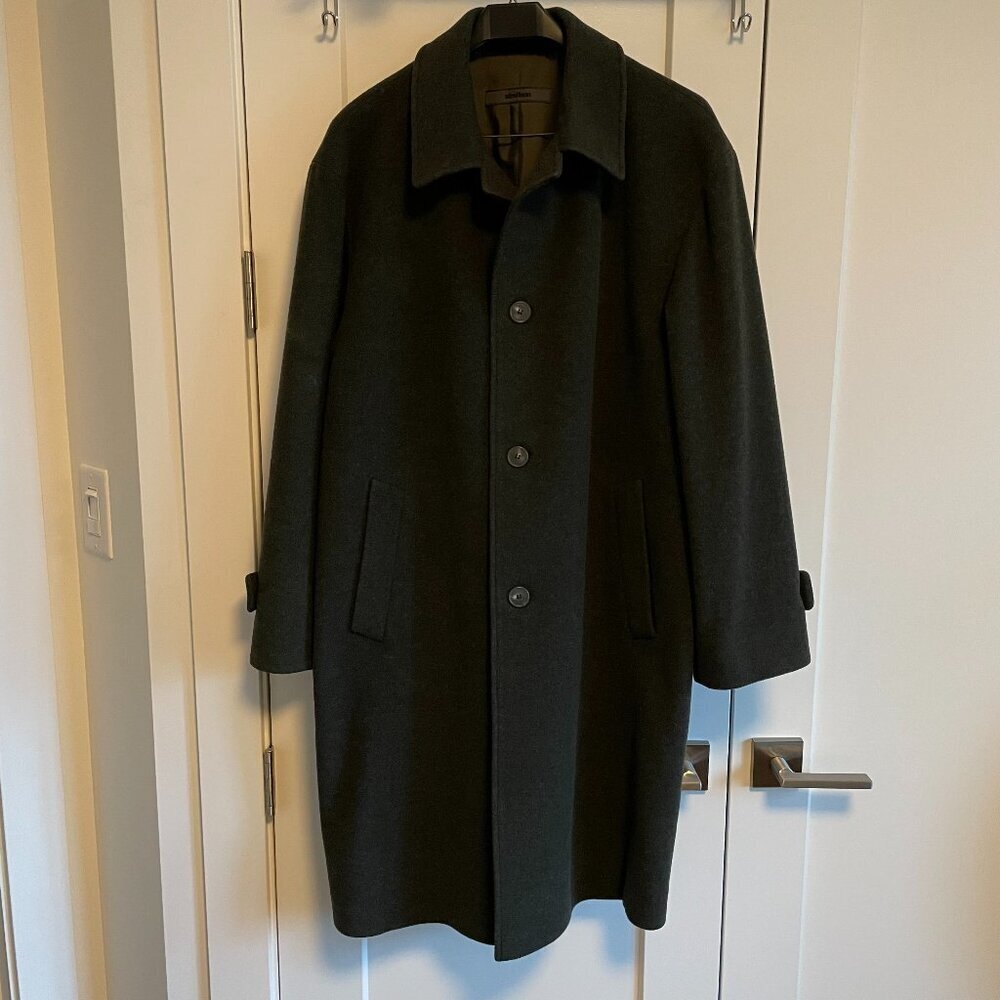 Strellson Men's Lined Outdoor Virgin Wool Blend Overcoat in Olive Green Sz 50 EU